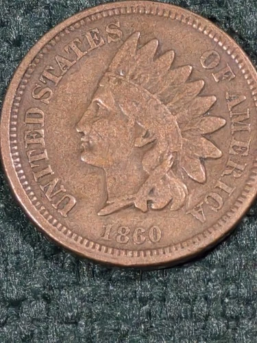 1860 Pointed Bust Indian Penny VF