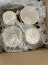 4 VIETRI Lastra White coffee tea Mug Italy stoneware rustic  large 12oz NEW $200