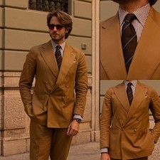 Business Men Suits Double Breasted Slim Fit Notch Lapel Wedding Groom Prom New