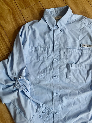 columbia mens Button Down Shirt Size S/P Lt Blue Long Sleeve