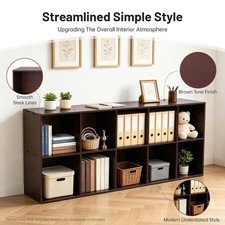 Floor Cube Bookshelf Bookcase Vertical Horizontally Tier Book Storage, Wood