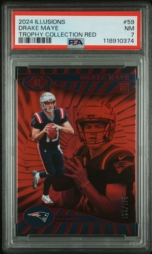 2024 PANINI ILLUSIONS TROPHY COLLECTION RED #59 DRAKE MAYE ROOKIE RC /175 PSA 7