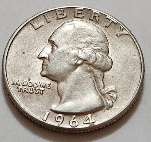 1964 Washington Quarter • 90% Silver • Circulated • Solid Coin     X42