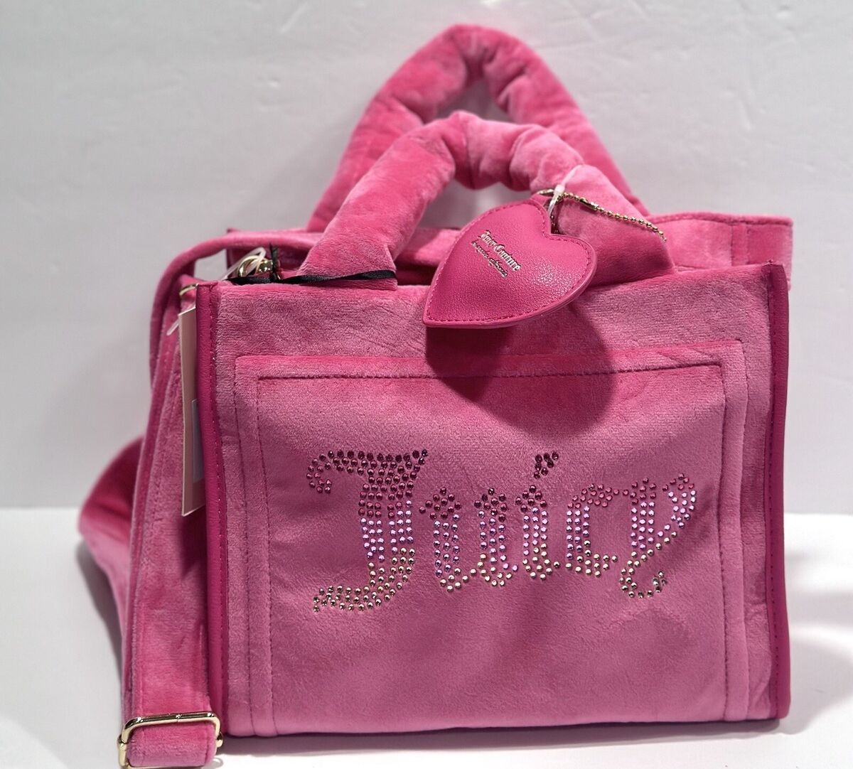 Juicy Couture Pink Velour Big Spender Mini Tote With Shiny Juicy Couture Pink Velour Big Spender Mini Tote With Shiny