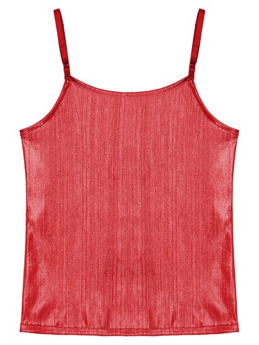 Women Vest Halloween Top Party Tank T-Shirt Shiny Cami V Neck Spaghetti Straps - Picture 65 of 94