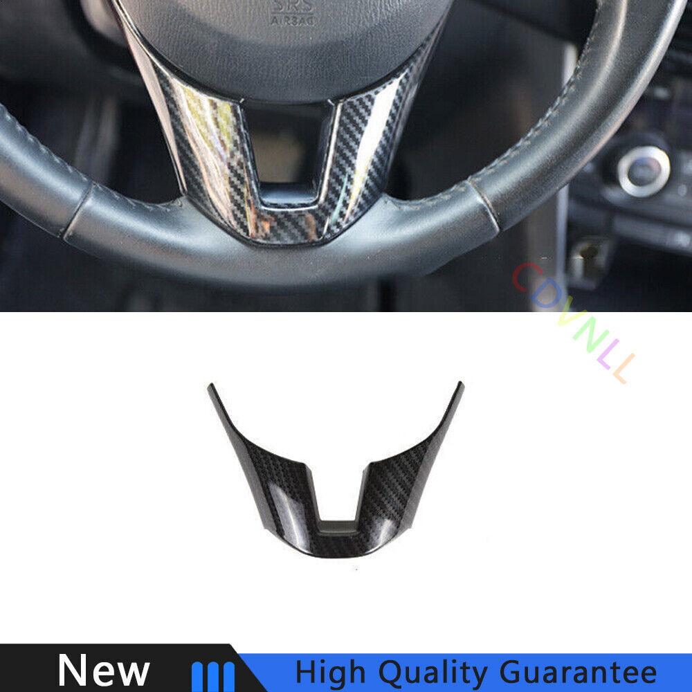Fit For Mazda 3 Axela 2014-2016 Carbon Fiber Car Steering Wheel Panel Cover Trim
