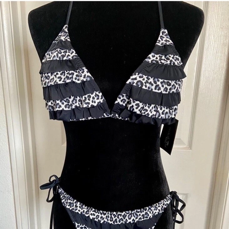 Bikini Beach Joy Estampado Leopardo Volantes en Niveles Talla Pequeña Nuevo con Etiquetas Foto 4 de 4