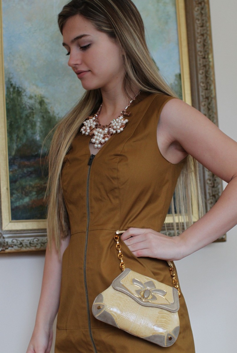 JUDITH LEIBER LUX EXOTIC OSTRICH LEG LEATHER CLUTCH STUNNING OLIVE