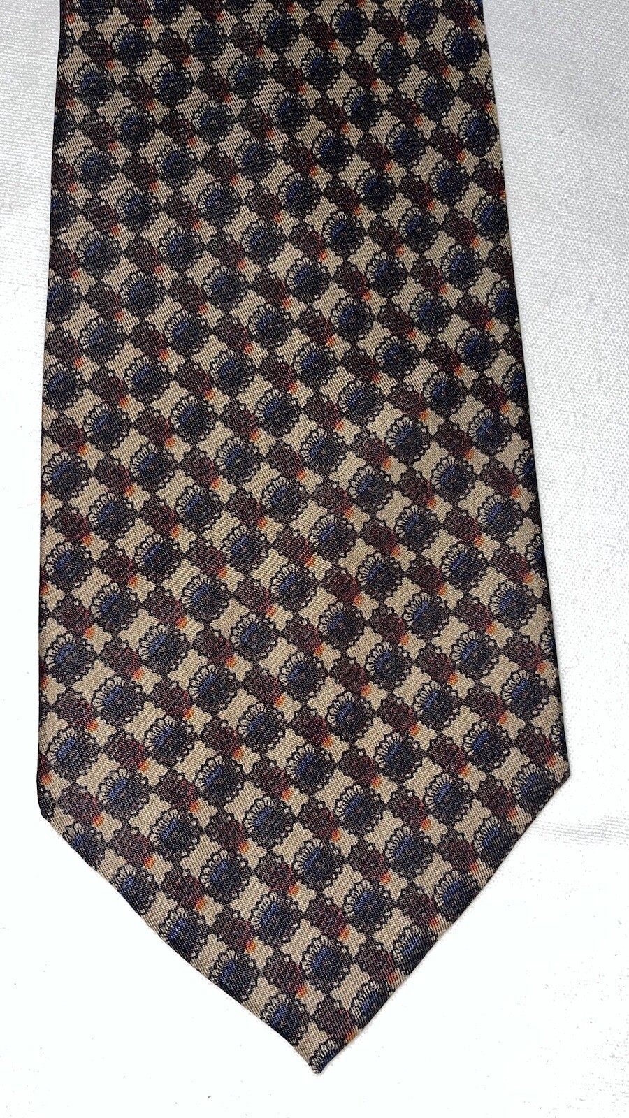 Cravatta Uomo Lorenzo Cana 100% Seta: Effetto Pizzo Di Gallo, Colore Rosso E Blu Scuro