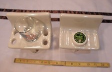 Glossy Almond: Sink Set  Ceramic Soap Dish...Cup  Toothbrush holder New Stock
