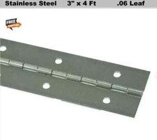 Stainless Steel Piano Hinge 3" x 4 Ft Continuous Non-removable Pin Leaf .06" 