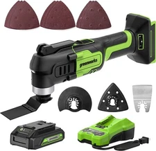 Greenworks 24V Cordless Multi-Tool w/ 13 Accessories, 2.0Ah Battery & Charger