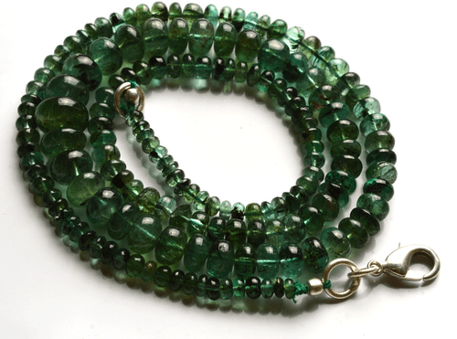 93.CT18" Natural Green Zambia Emerald Smooth Rondelle beads Necklace 2.5.- 8.5MM - Picture 2 of 3