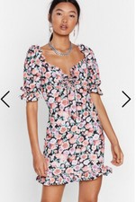 Nasty Gal we’ve got to grow Floral Frill Summer Multi mini dress Size 12
