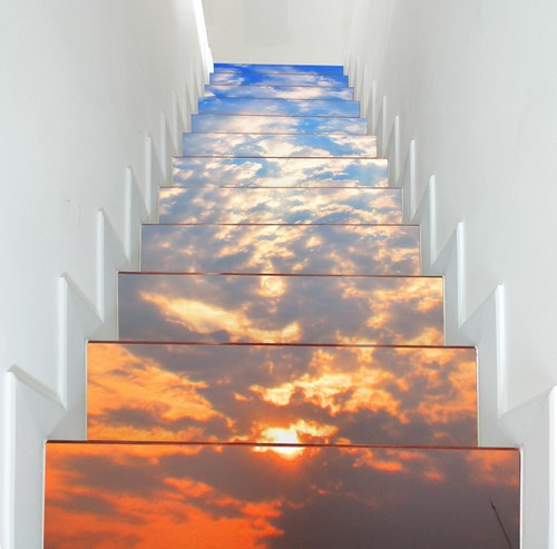 Décor Mural 3D Sticker Nuage Moulin à Vent - Pour Contremarches D'Escalier