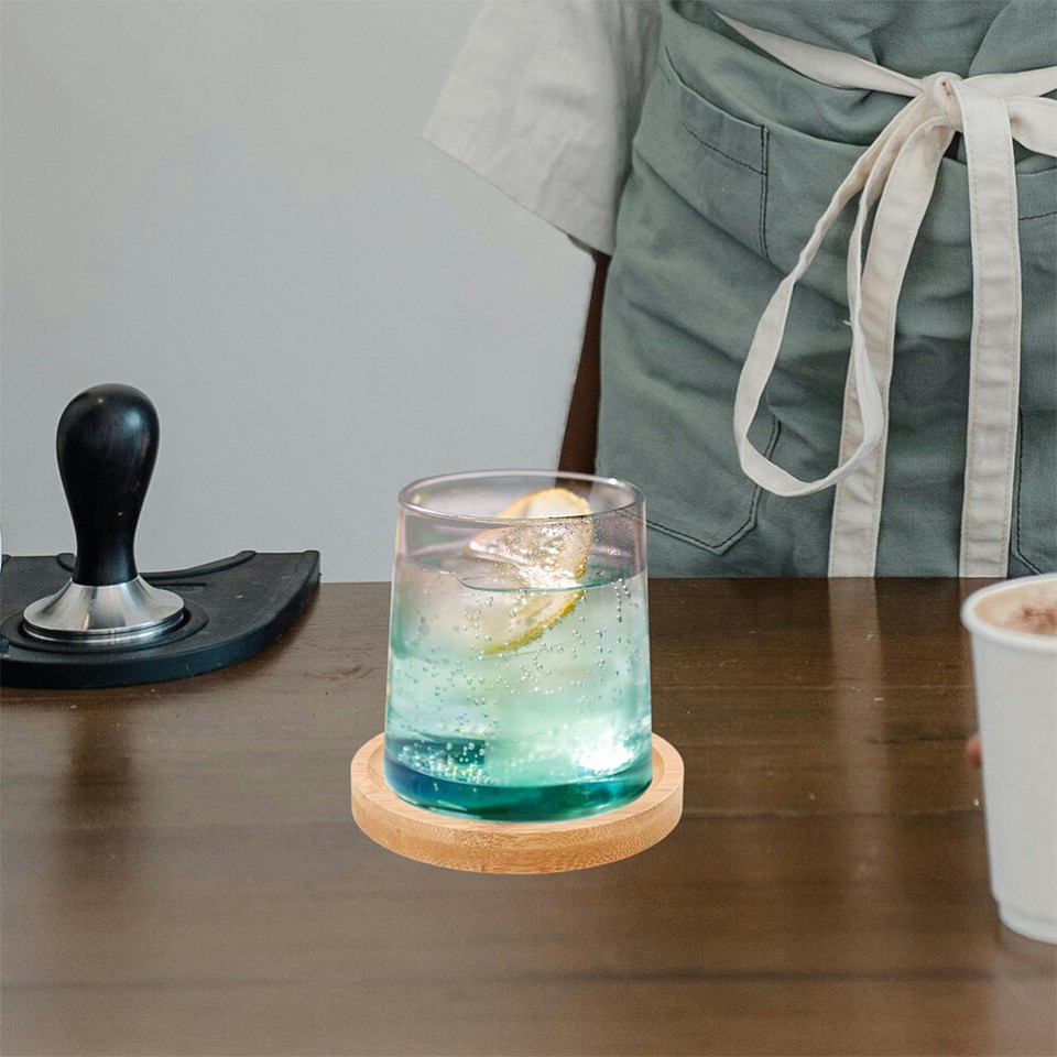 3pcs Rotatable Whiskey Glasses Coasters Natural Wooden Spinning Glasses