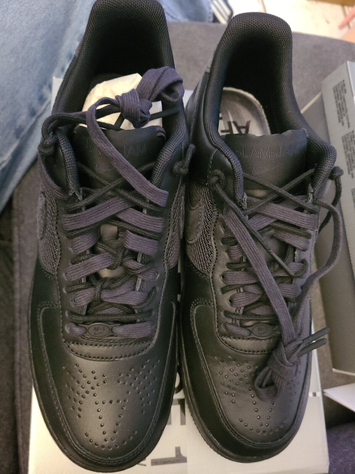 New Nike Air Force 1 X Slam Jam Shoes 'Black & Off Noir' (DX5590-001)