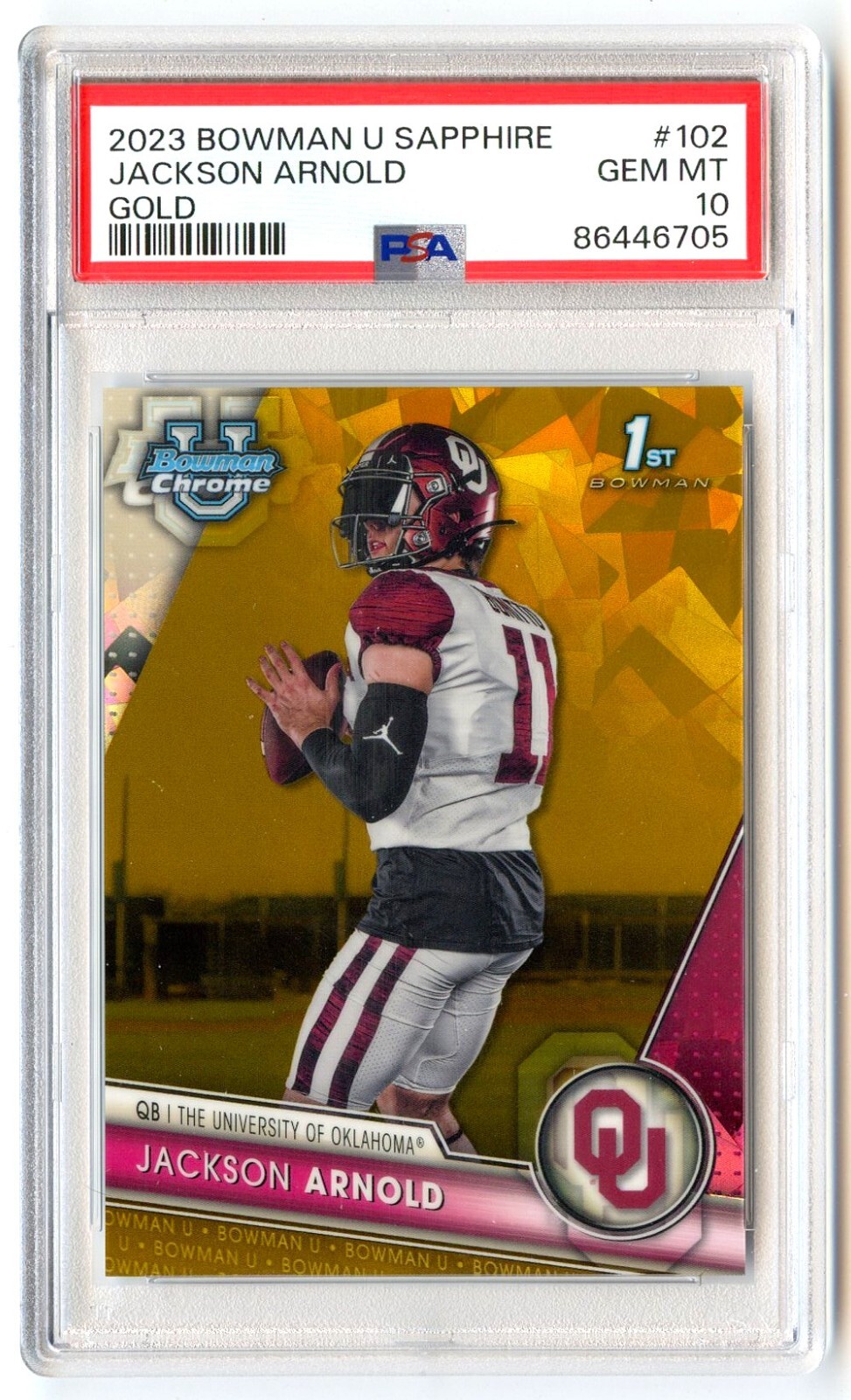JACKSON ARNOLD RC 2023 BOWMAN U SAPPHIRE GOLD ROOKIE SP 44/50 PSA 10 GEM MINT