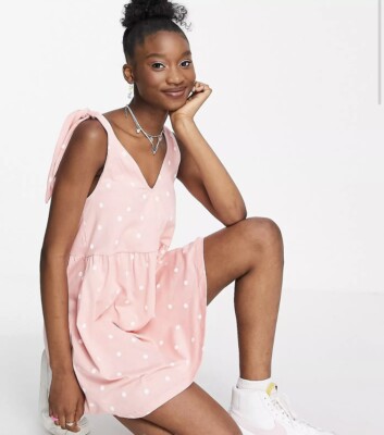 light pink smock dress Strawberry Milk Tea Smock Dress
