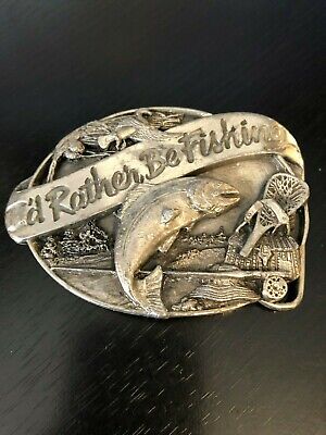 I'd Rather Be Fishing Belt Buckle 1985 Siskiyou Buckle Co Williams