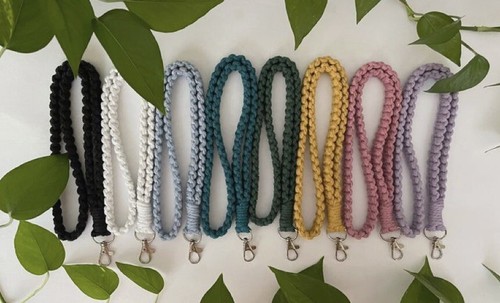 Macrame Key Ring Lanyard Long Length Neck Lanyard Multiple Color Options 1 Piece - Picture 2 of 4