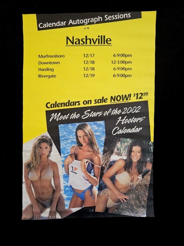 Vtg 02 Mini Poster Sexy Hooters Girl Bikini Swimsuit Calander Autograph Session