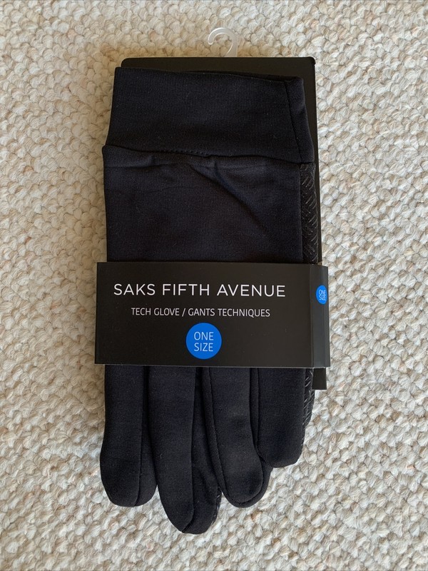 SAKS FIFTH AVENUE MENS GLOVES TECH GLOVES ONE SIZE BLACK GLOVES