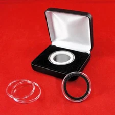 Presentation Black Leatherette Coin Box w/Choice of 1 H Model AirTite Capsule