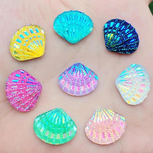 20 pz ciondoli Flatback Strass Shell AB Resina Conchiglie Ciondolo Realizzazione Album di Scrapbook - Foto 9 di 19