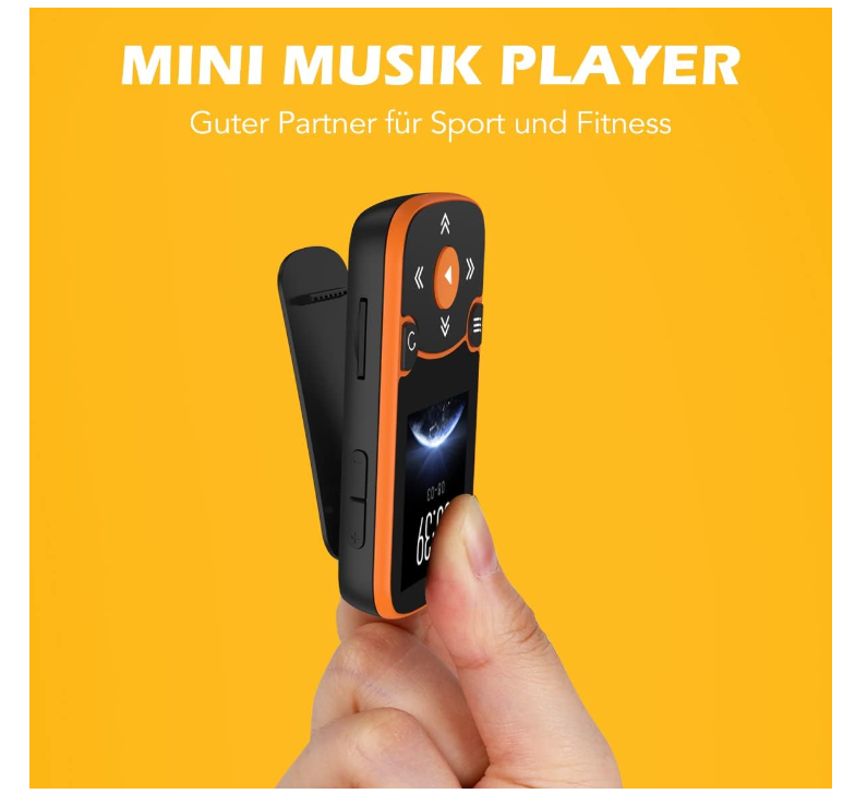 AGPTEK MP3 Player Bluetooth 5.0 Sport 32GB Mit 1,5 Zoll TFT