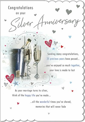 Congratulations On Your Silver 25th Wedding Anniversary Card 9 X 6 25 Inches 5053349202234 Ebay