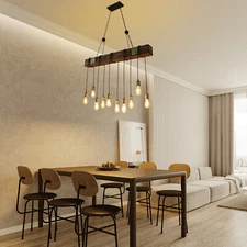 Farmhouse Wood Beam Island Hanging Pendant Light Ceiling Light Chandelier Light