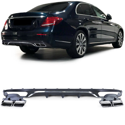 Sport Heckdiffusor mit Endrohren Chrom für Mercedes E Klasse W213 ohne AMG Line