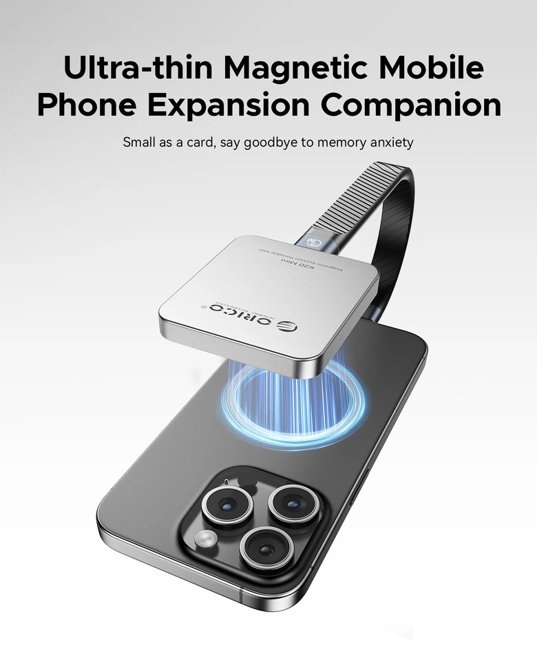 ORICO Mini Magnetic External SSD for iPhone 16 15 Pro/Max ProRes 2000MB/s 4K - Image 2 of 4