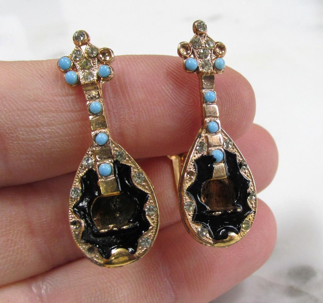 Vintage GP Sterling Silver Mandolin ScrewBack Earrings 14grams 4