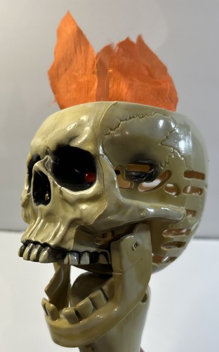 Rara Torcia Teschio Fiammeggiante Parlante Halloween 2001 Vintage Luce Joy Chief W4 - Foto 6 di 10