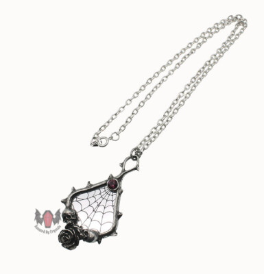 Alchemy Gothic Destiny Necklace P412 Black Goth Spiderweb 00s Pretty Spider Web