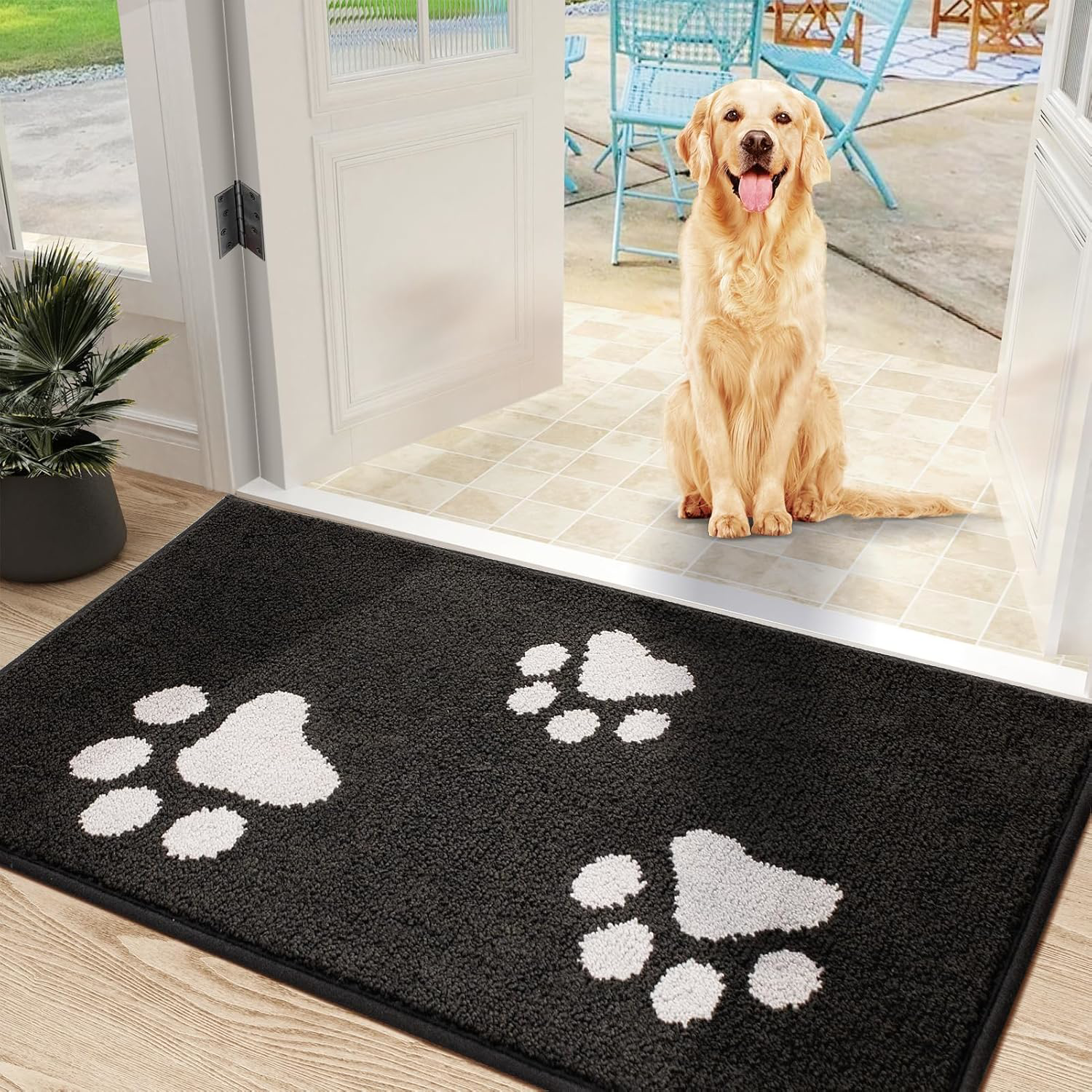 Mibao Front Door Mat, Dirt Trapper Doormat for Muddy Paws, Absorbent Mud Mat for