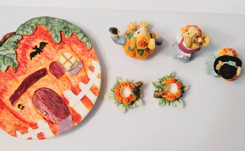 Vintage Popular Imports 1997 Halloween Herbst Kürbis Miniatur Teeservice Deko - Bild 4 von 15