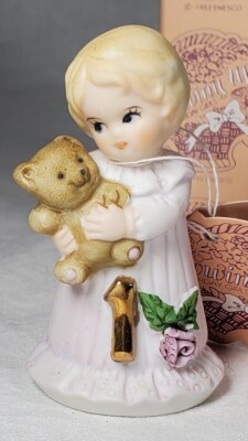1982 Enesco Growing Up Birthday Girls - Age 1, Blonde