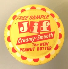 1958 -Jif Peanut Butter Free Sample Jar - Missing Original Paper Label