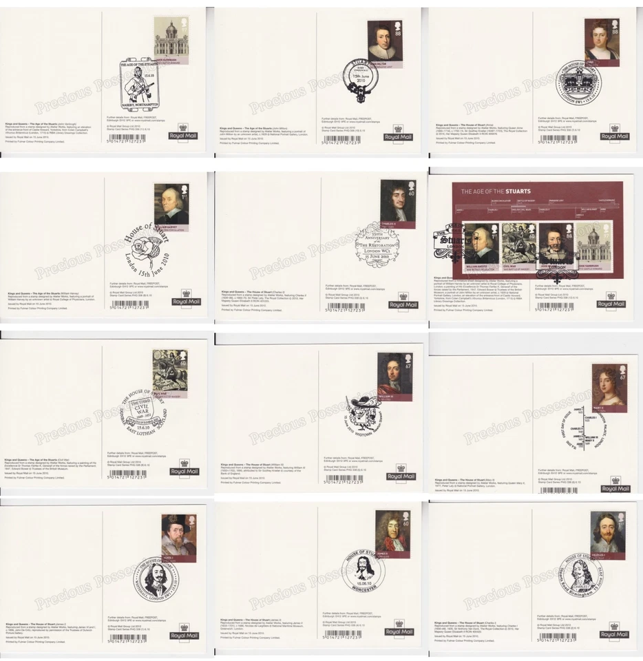 GB POSTALES TARJETAS PHQ USADAS JUEGO COMPLETO TRASERO FDI 2010 AGE OF THE STUARTS PACK 338 Foto 2 de 2