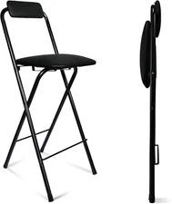 Folding Bar Stool with Back, Tall Foldable Stool Chair Portable Adult Collapsibl