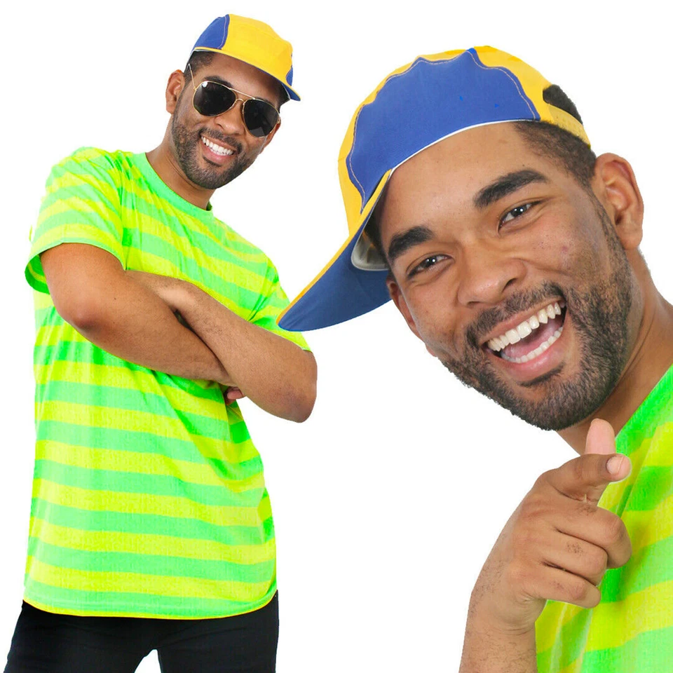 DISFRAZ PRÍNCIPE BEL-AIR AÑOS 80 90 DISFRAZ CAMISETA GORRA HOMBRE RETRO PERSONAJE TV