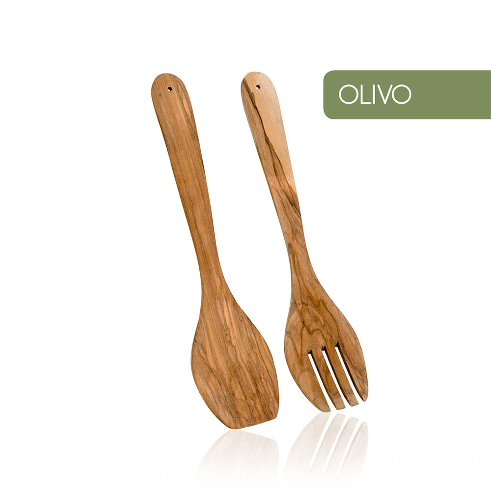 E3/75582 Cubierto Ensalada Madera De Olivo Metaltex