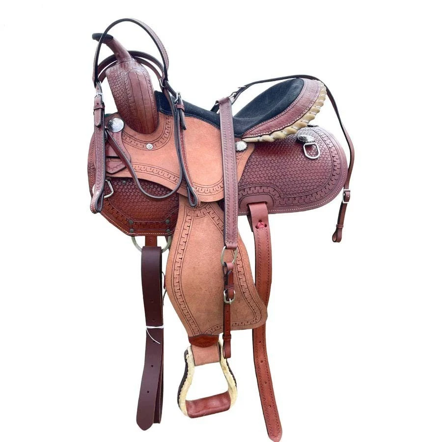 Selle Western Barrel Racing - Cuir Premium - Toutes Tailles Cheval 10-18 - Neuve