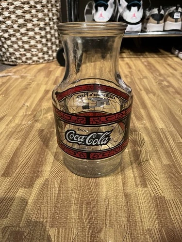 Vintage Godfather's Pizza Coca-Cola Glass 8.5" Pitcher Carafe