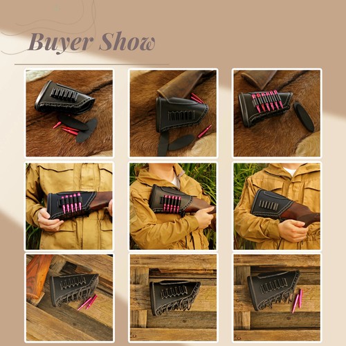 Tourbon Leather Recoil Pad Rifle Cheek Rest Gun 30-06 Ammo Holds Buttstock Cover - Picture 3 of 24