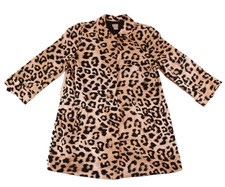 Chico  s Long Sleeve Leopard Print Linen Blend Jacket Pockets Size 2 12/14