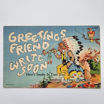 Vintage C.T. ''Greetings Friend Write Soon'' Postcard